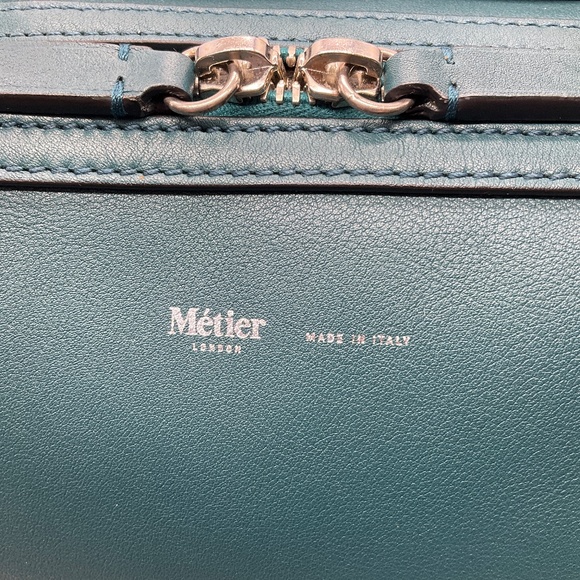 METIER LOST AT SEA TEAL BLUE VERITE CITY SMALL HANDMADE ITALIAN CALFSKIN LEATHER - Picture 8 of 14
